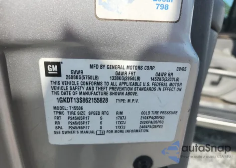 2006 GMC Envoy из США, поврежденный, VIN 1GKDT13S862155828